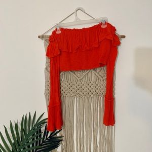 Kimchi Blue bell sleeve off-the-shoulder crop